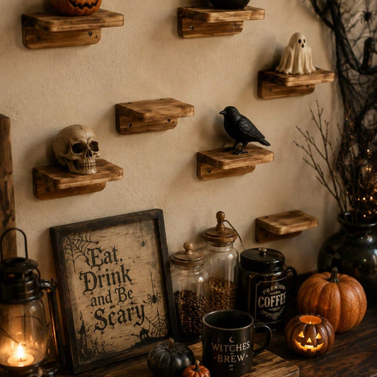 mini wood floating ledge shelf - styled photo