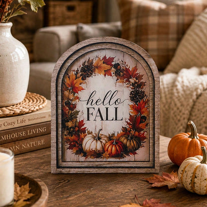 hello fall arch tabletop sign - styled photo