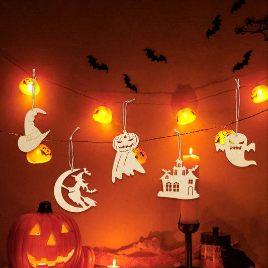 witch ghost haunted house Halloween garland - styled photo
