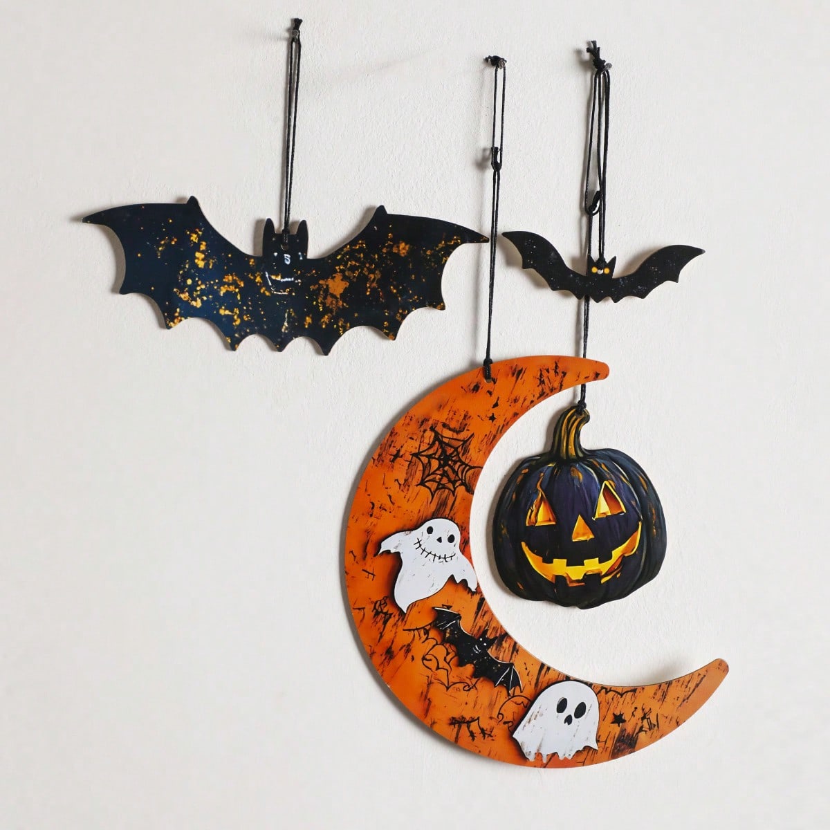 bat moon pumpkin hanging decor - styled photo