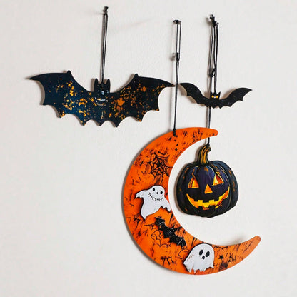 bat moon pumpkin hanging decor - styled photo