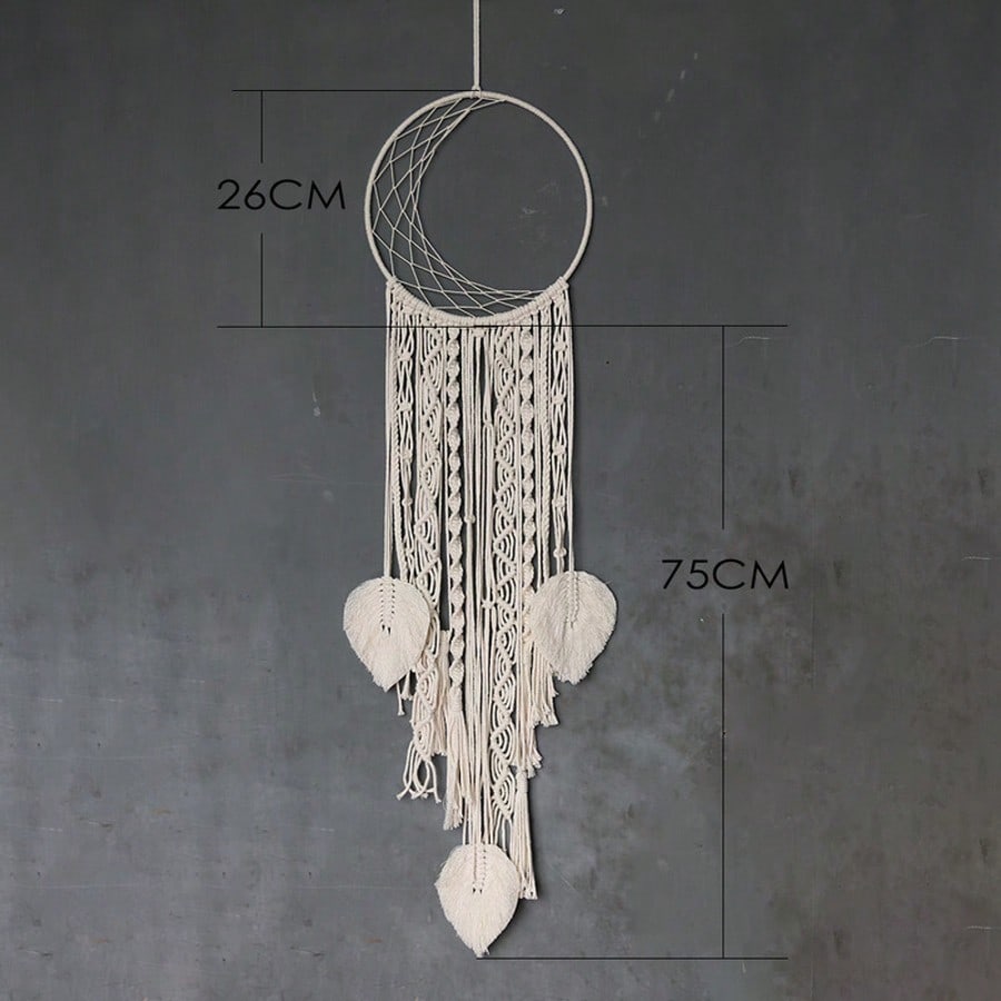 crescent moon macrame dream catcher - styled photo
