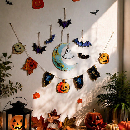 ghost pumpkin moon Halloween banner - styled photo