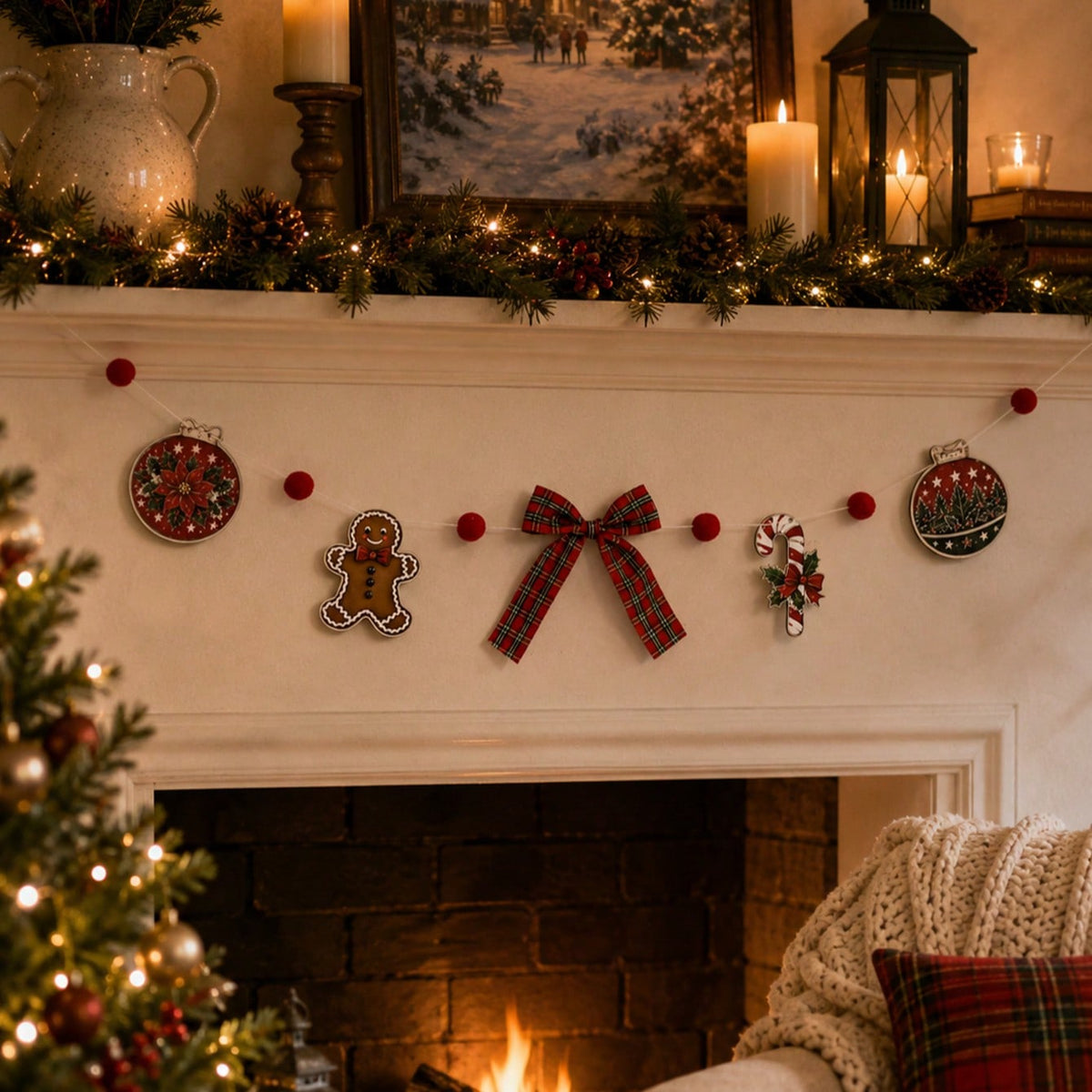 gingerbread candy cane garland - styled photo