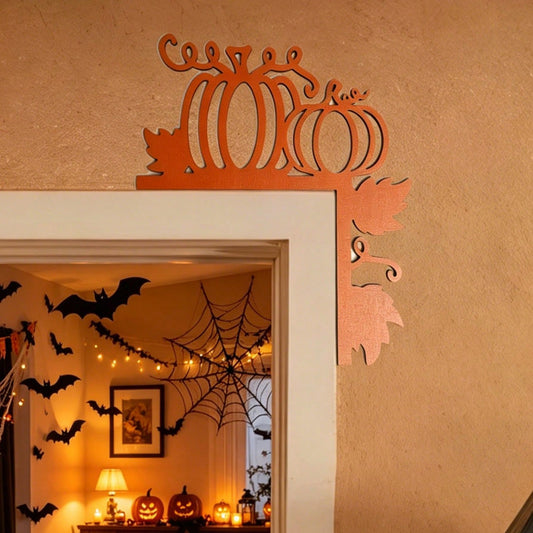 fall pumpkin door corner decor - styled photo