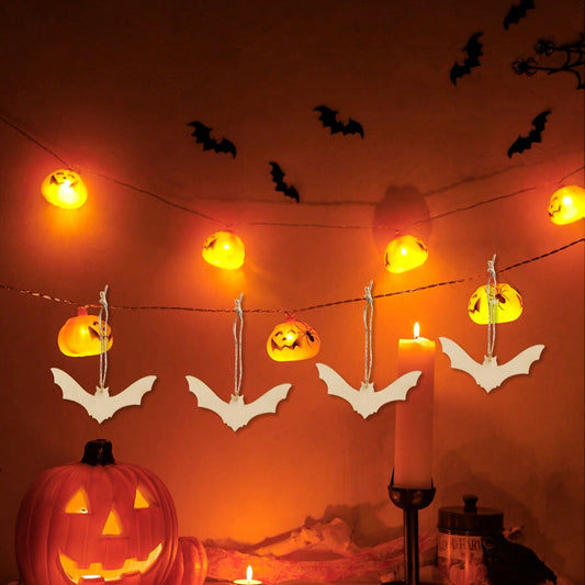 haunted house bat Halloween garland - styled photo