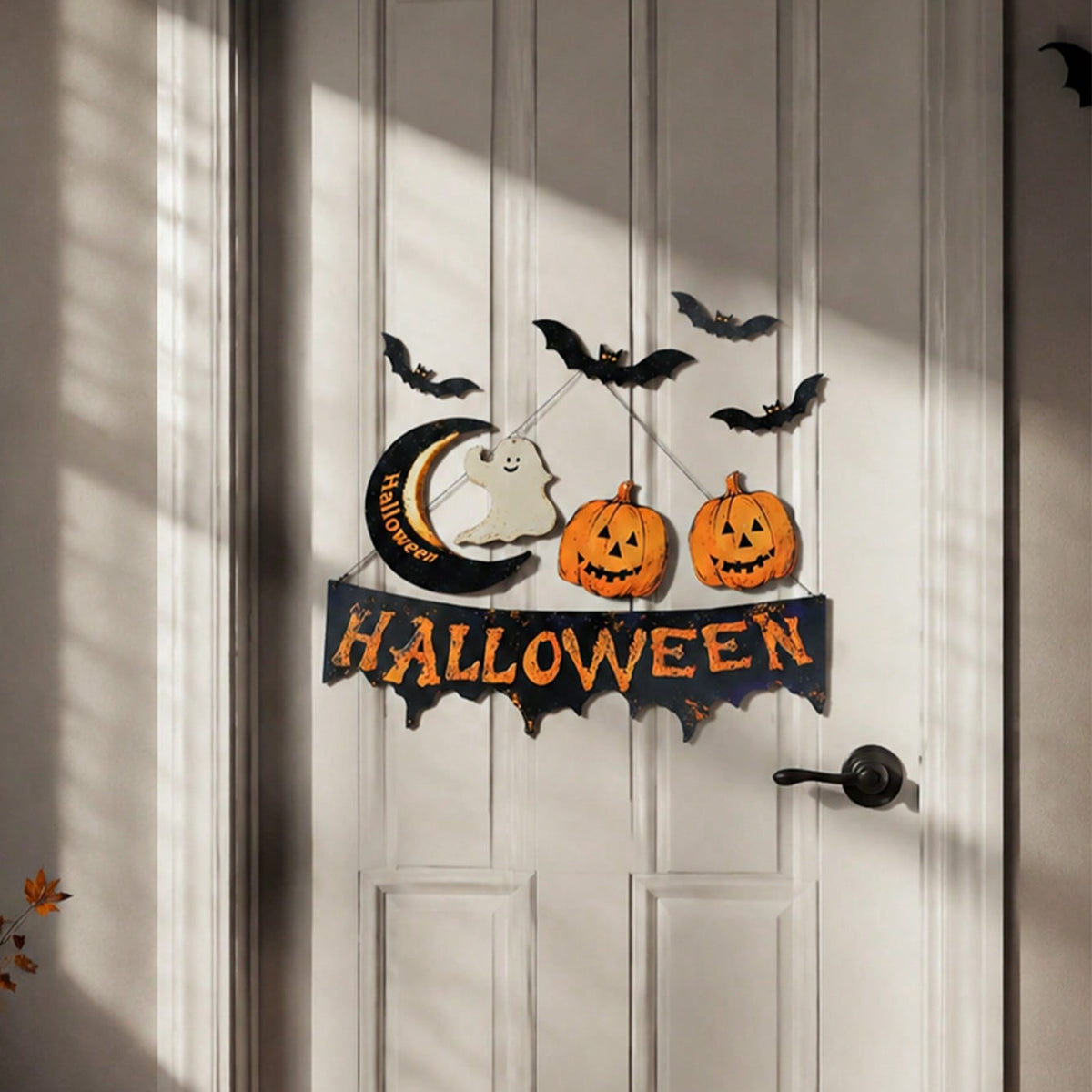 Happy Halloween banner pumpkin bat set - styled photo