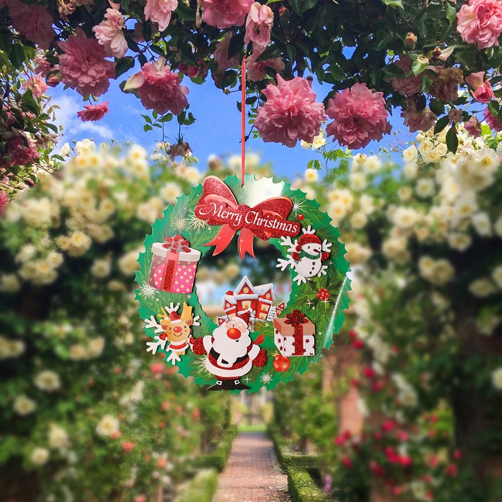 Merry Christmas wreath hanging sign - styled photo