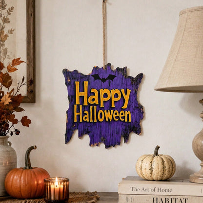Happy Halloween bat hanging sign - styled photo