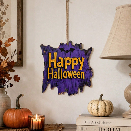 Happy Halloween bat hanging sign - styled photo