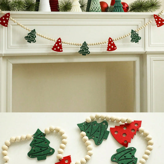 felt Christmas tree bead garland - styled photo