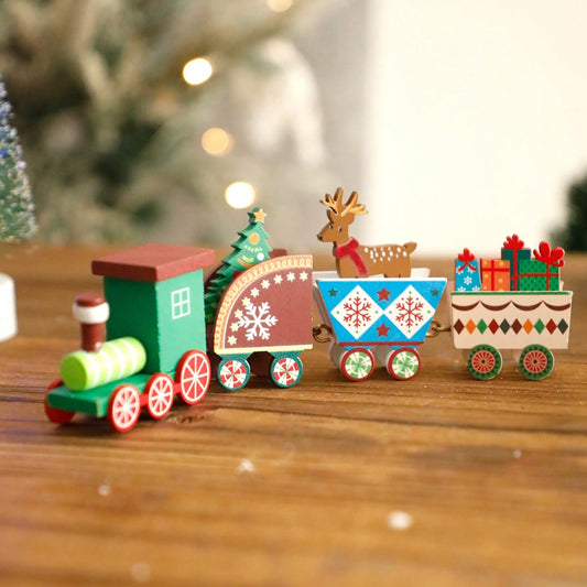 Christmas train reindeer tabletop decor - styled photo