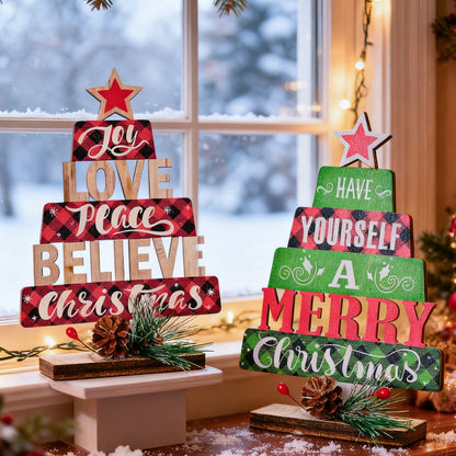 Christmas word tree tabletop signs - styled photo