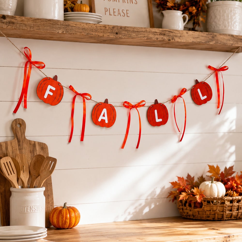 fall pumpkin letter garland - styled photo