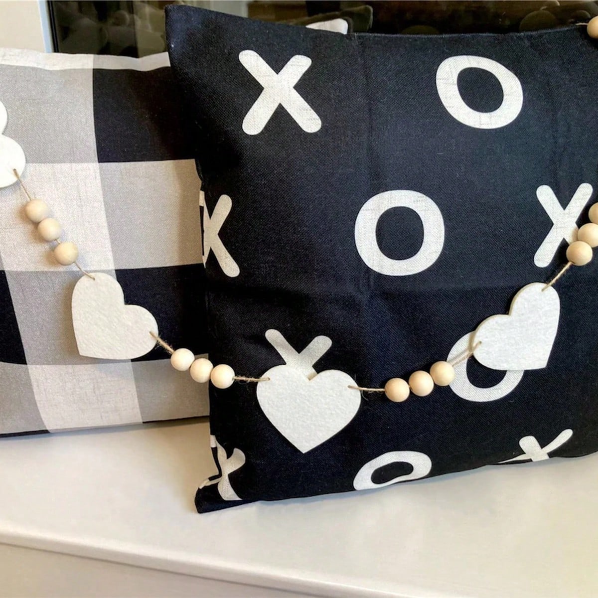 white felt heart garland - styled photo