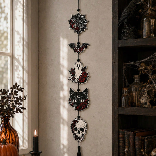 black cat skull gothic hanging decor - styled photo
