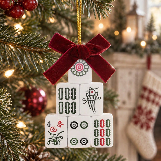mahjong Christmas ornament - styled photo