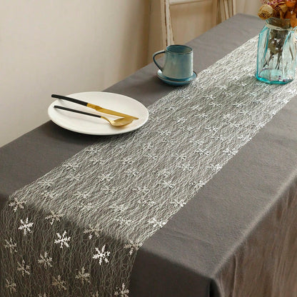 snowflake sheer table runner - Silver photo 2