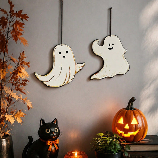 cute ghost hanging sign - styled photo