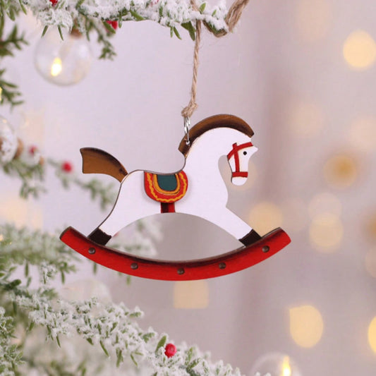 vintage rocking horse candy cane ornament - styled photo