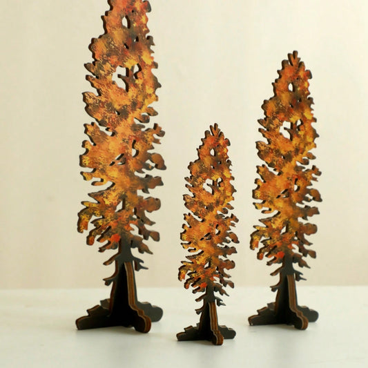tree tabletop silhouettes - Orange / Set of 3