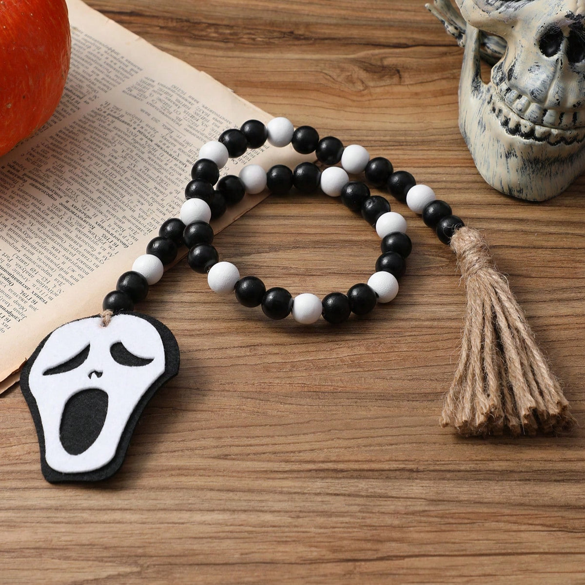 ghost face beaded garland - styled photo