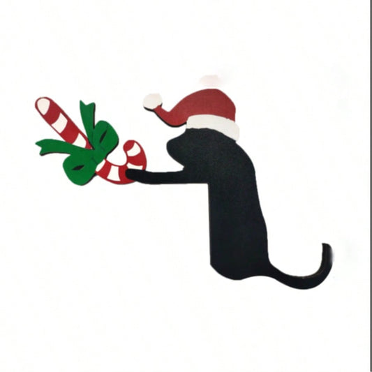 black cat candy cane door corner - styled photo
