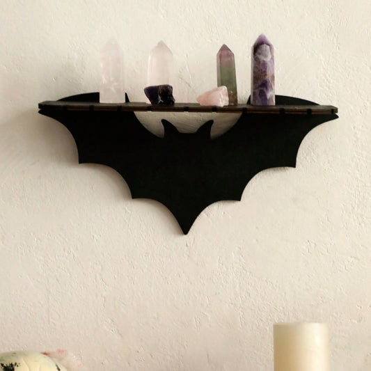 bat wing gothic wall shelf - styled photo