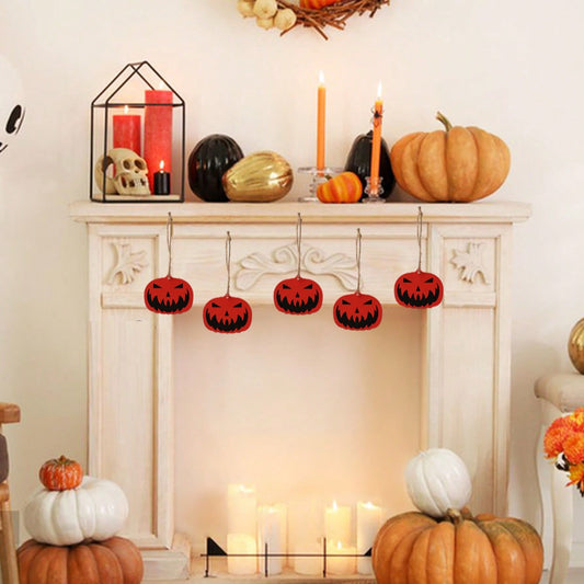 jack-o-lantern hanging ornaments - styled photo