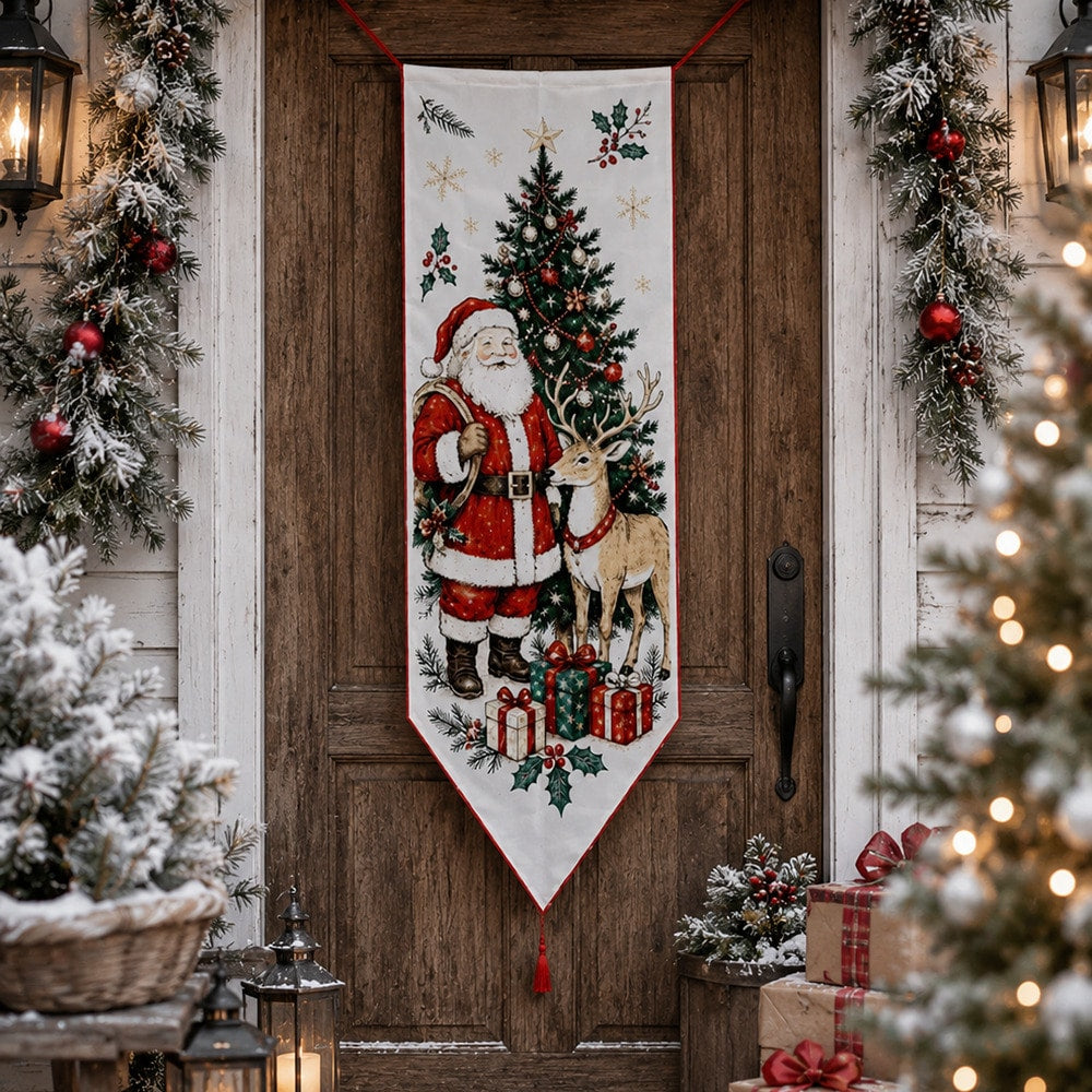 vintage Santa Christmas door banner - styled photo