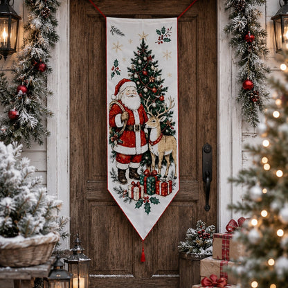 vintage Santa Christmas door banner - styled photo