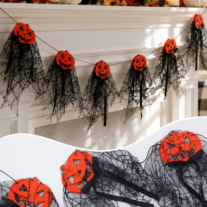 pumpkin black tulle Halloween garland - styled photo