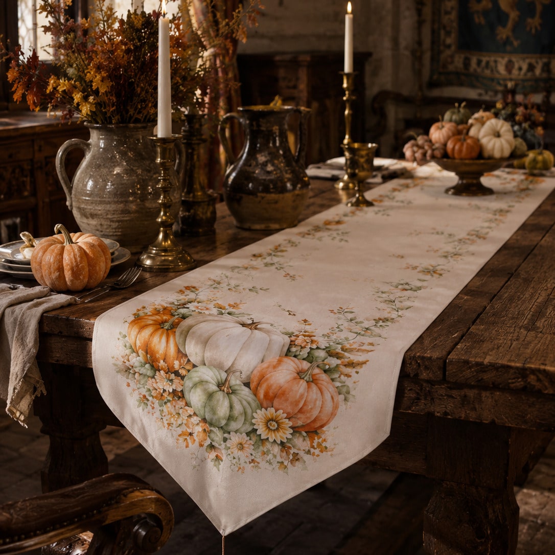 pumpkin wildflower table runner - styled photo