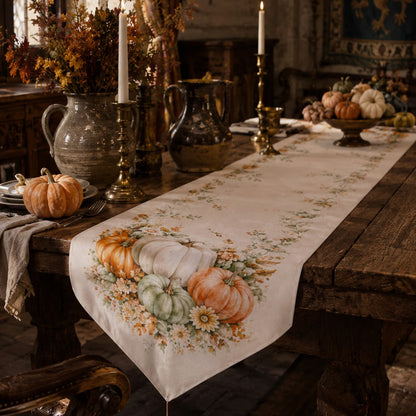 pumpkin wildflower table runner - styled photo