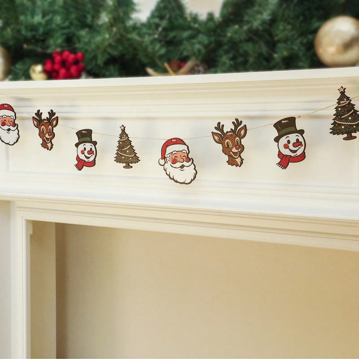 Santa reindeer snowman garland - styled photo