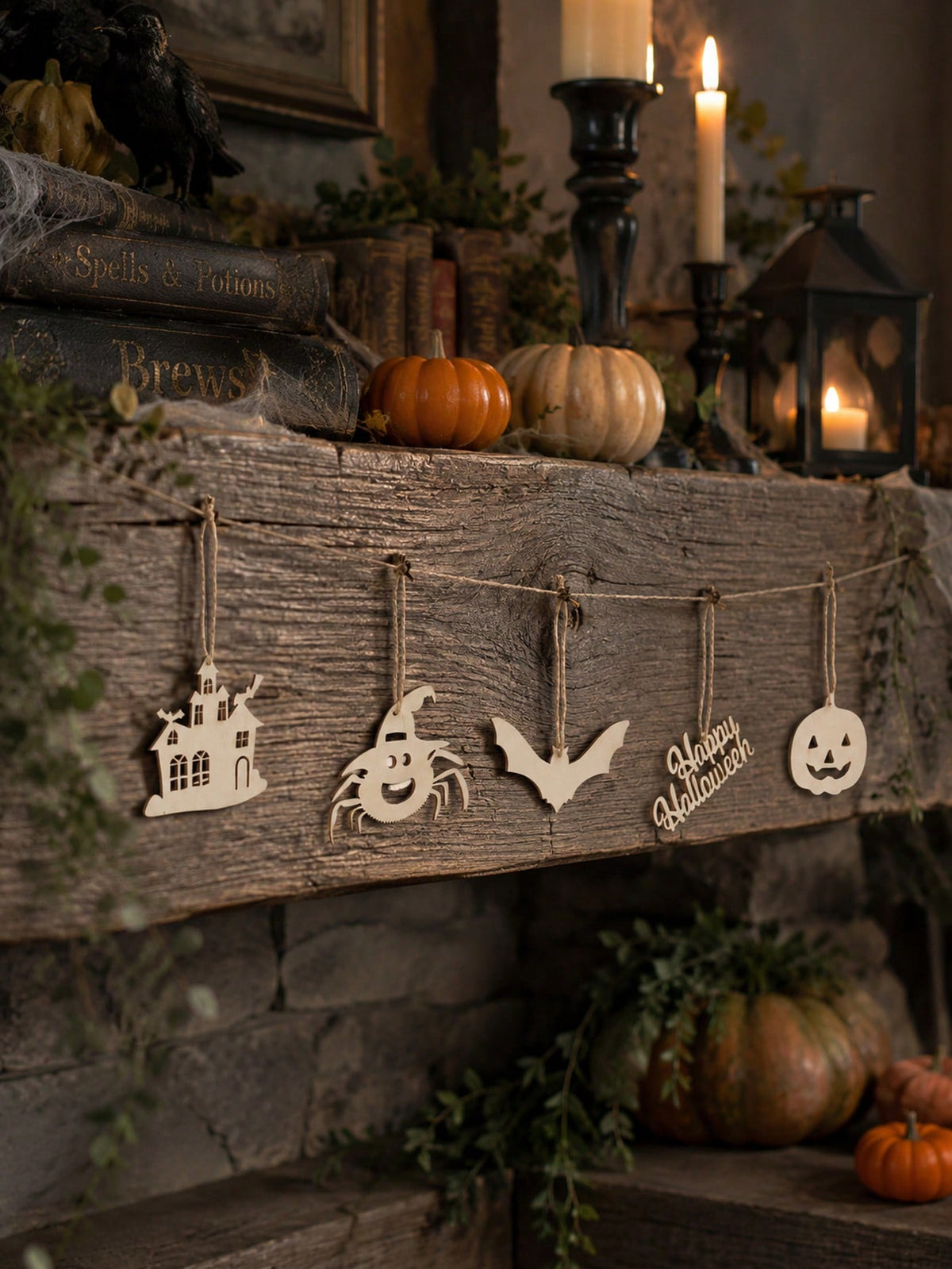 ghost pumpkin Halloween garland cutouts - photo 3