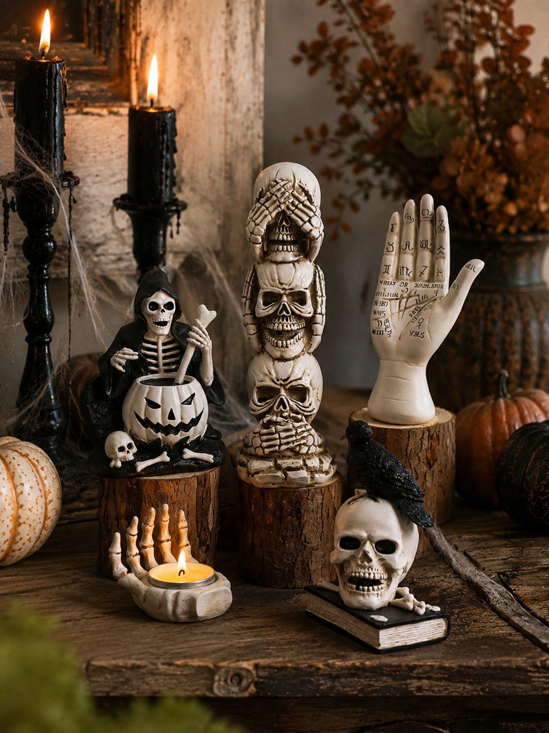 gothic skull skeleton figurines - photo 3