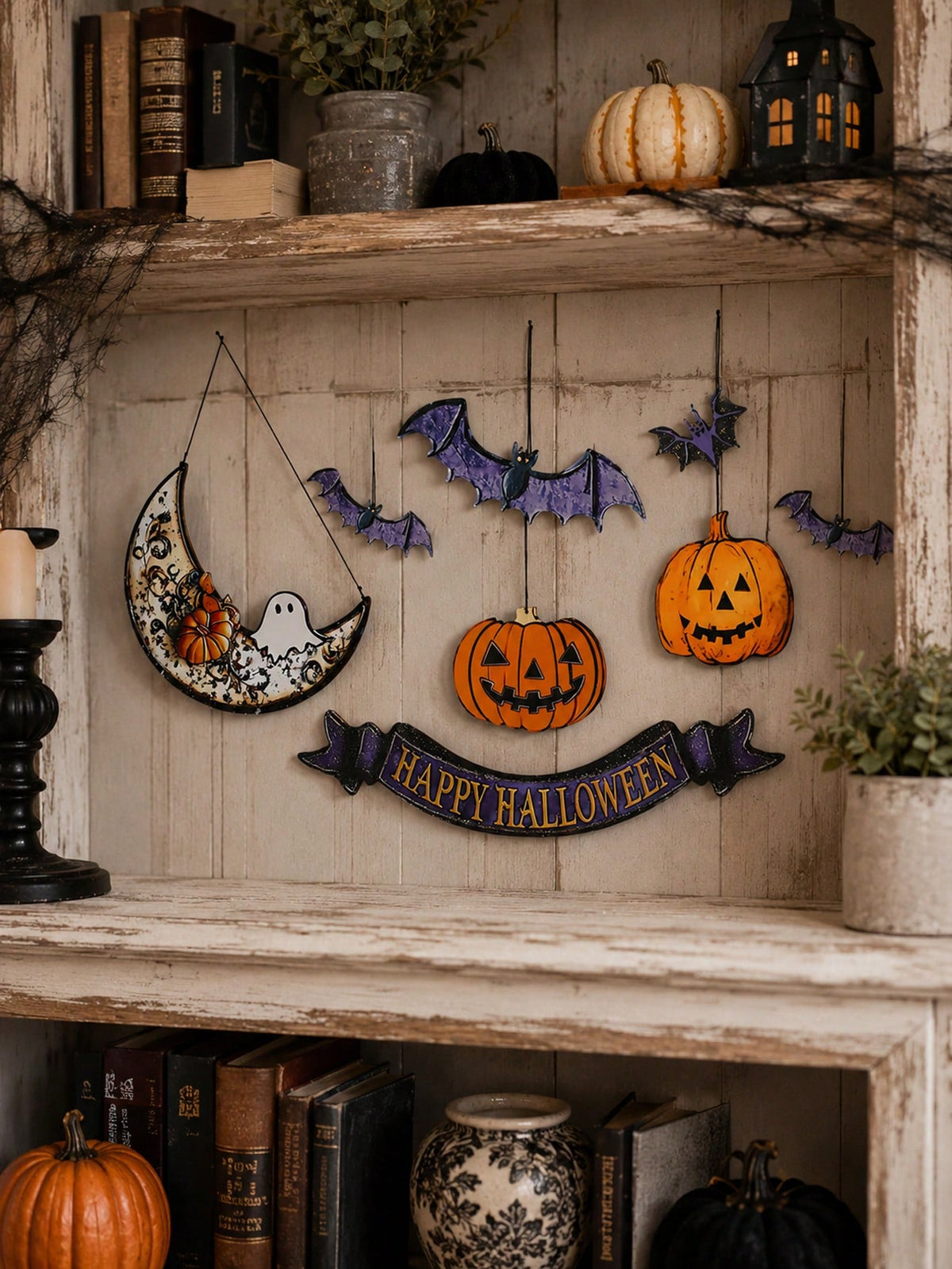 purple bat moon Halloween hanging - photo 3
