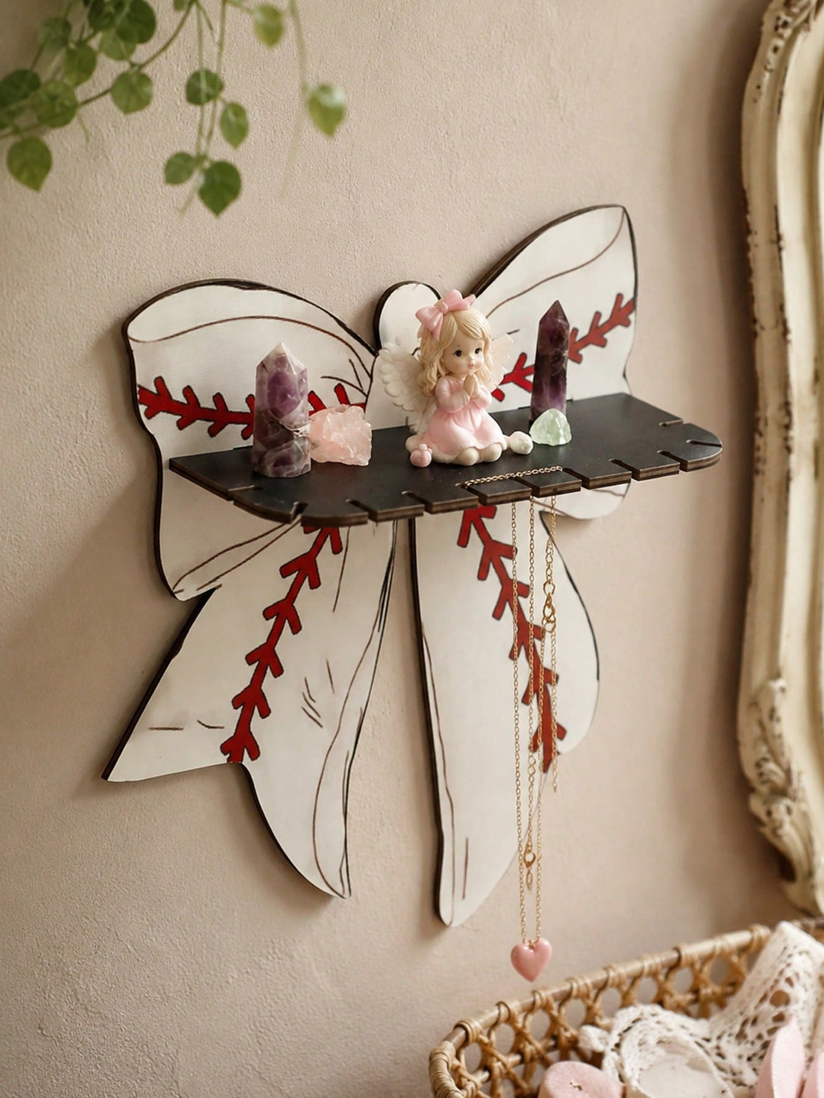 baseball bow wall shelf - photo 3