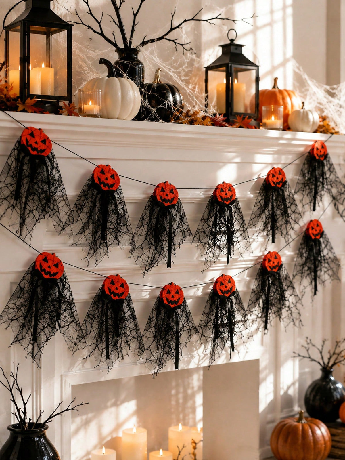 pumpkin black tulle Halloween garland - photo 3