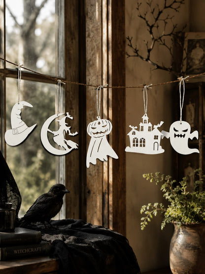 witch ghost haunted house Halloween garland - photo 3