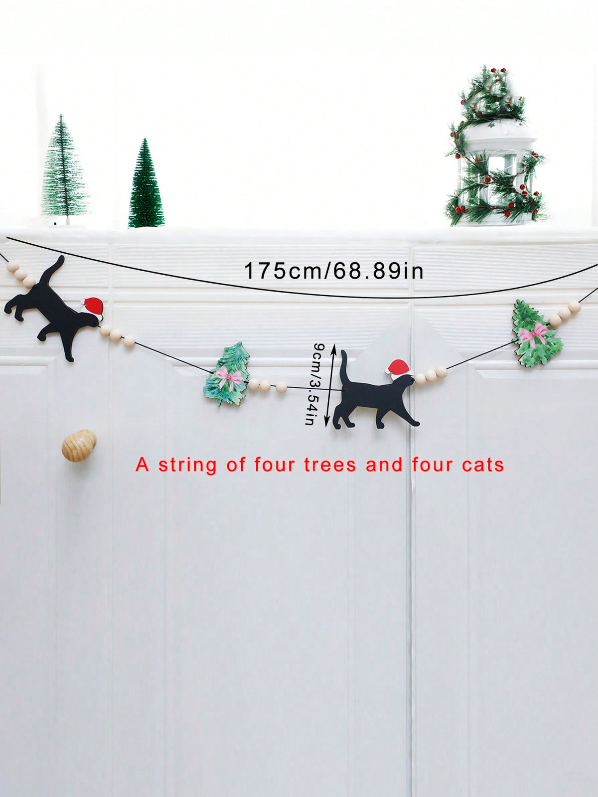 black cat Christmas felt garland - photo 3
