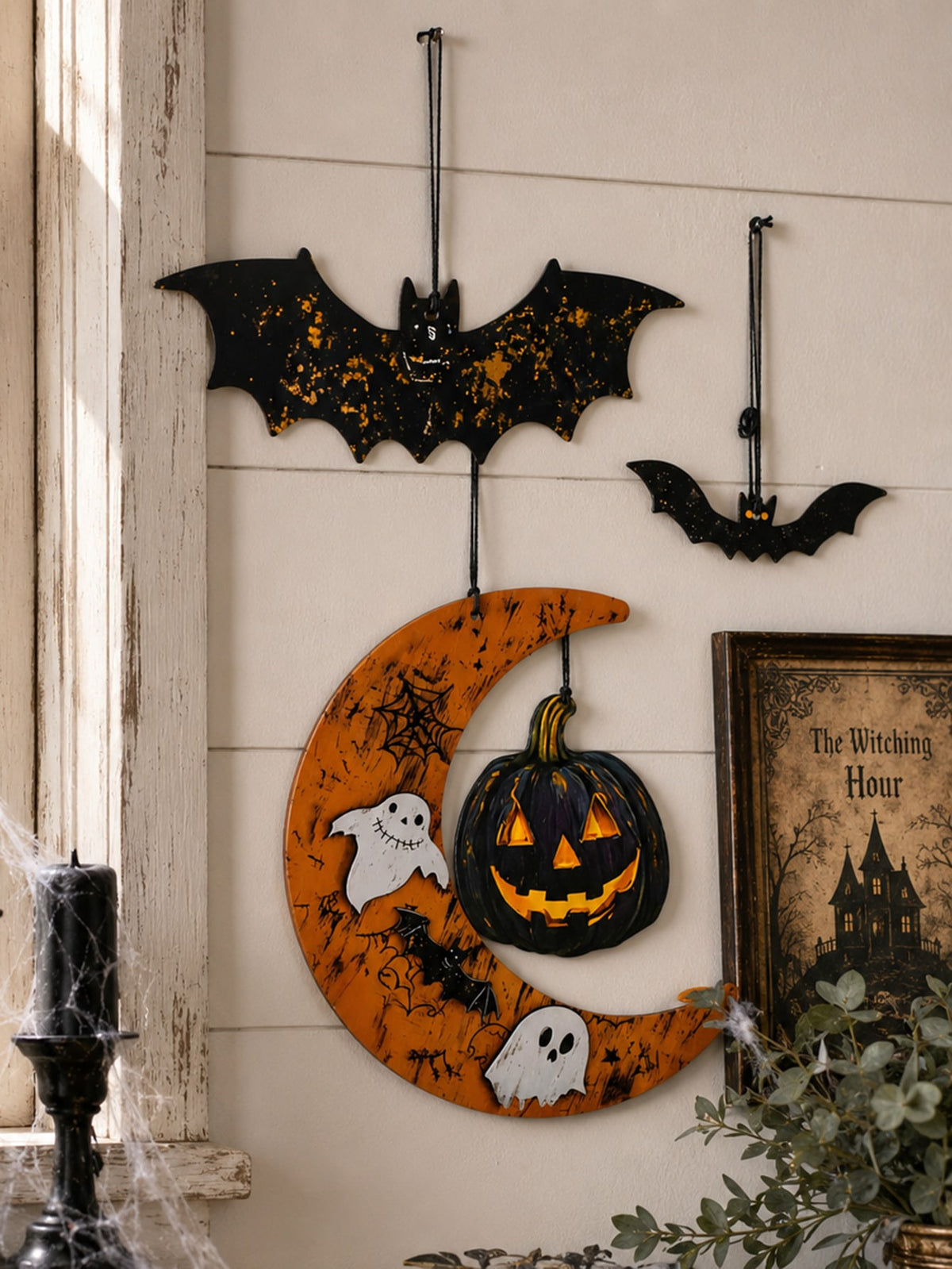 bat moon pumpkin hanging decor - photo 3