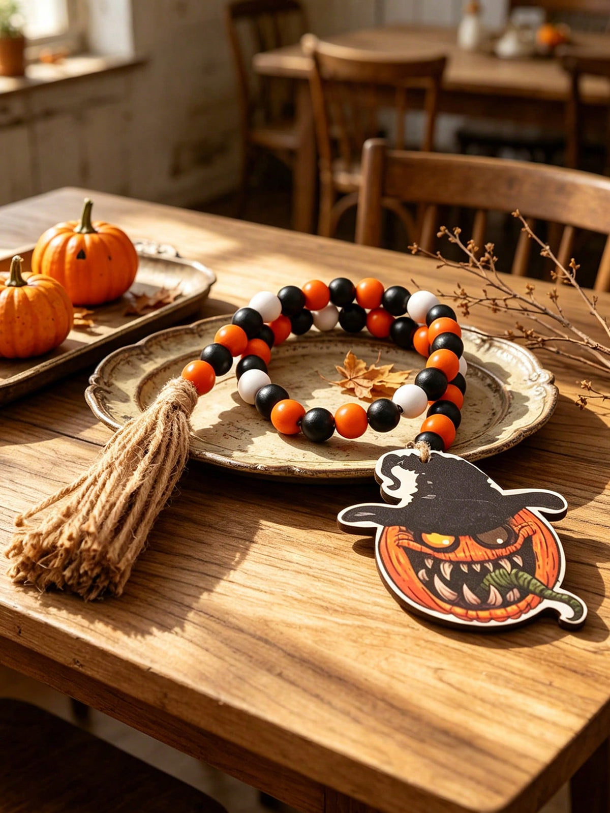 witch hat pumpkin beaded garland - photo 3