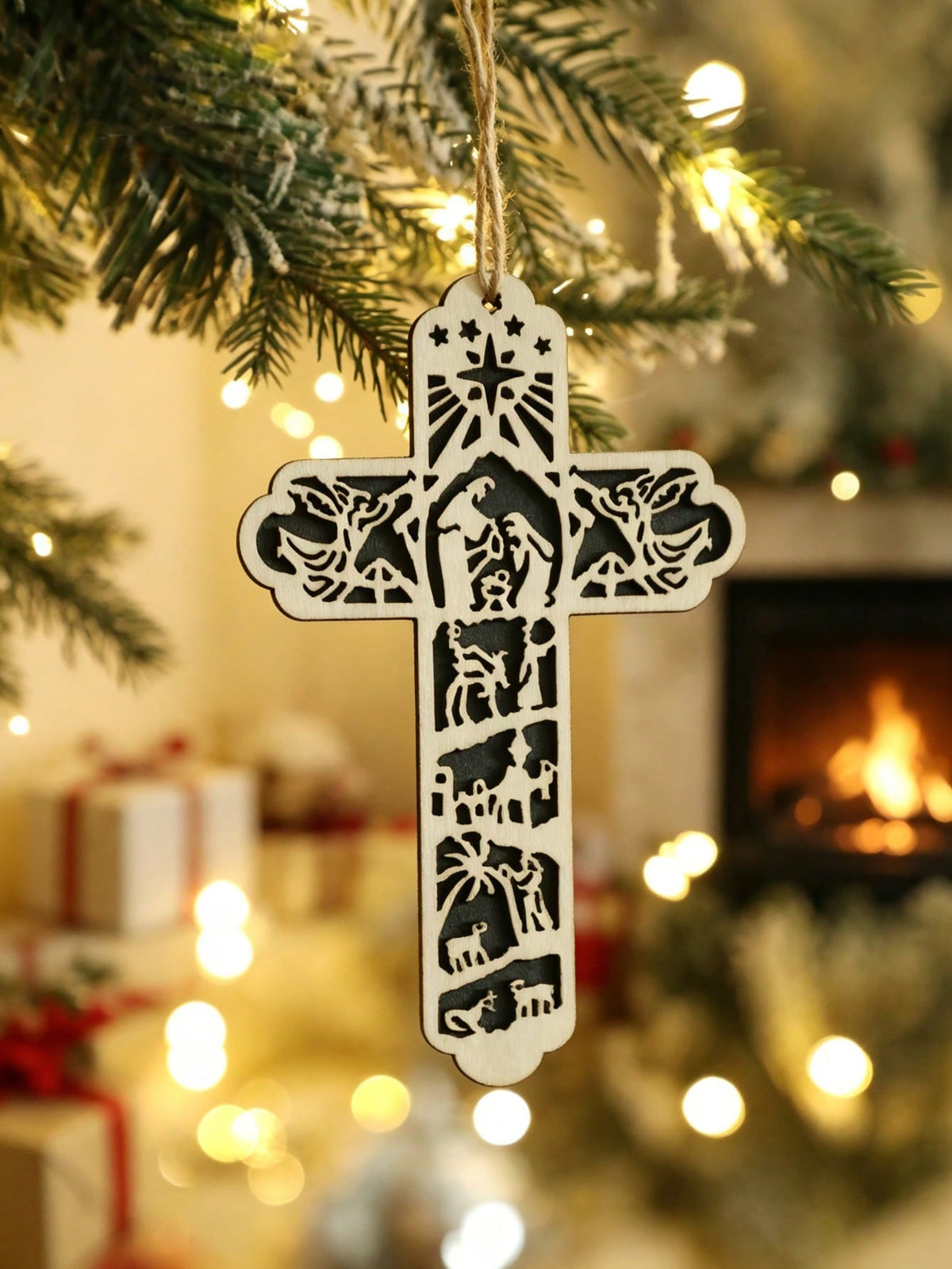 nativity cross Christmas ornament - photo 3