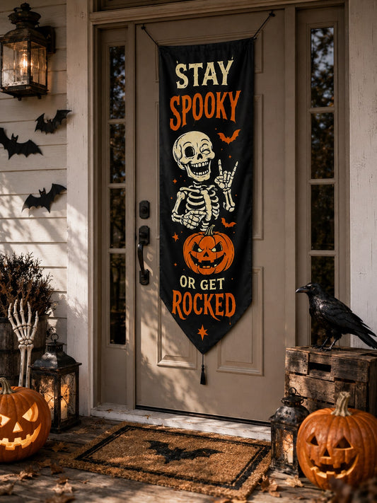 stay spooky skeleton porch banner - photo 2
