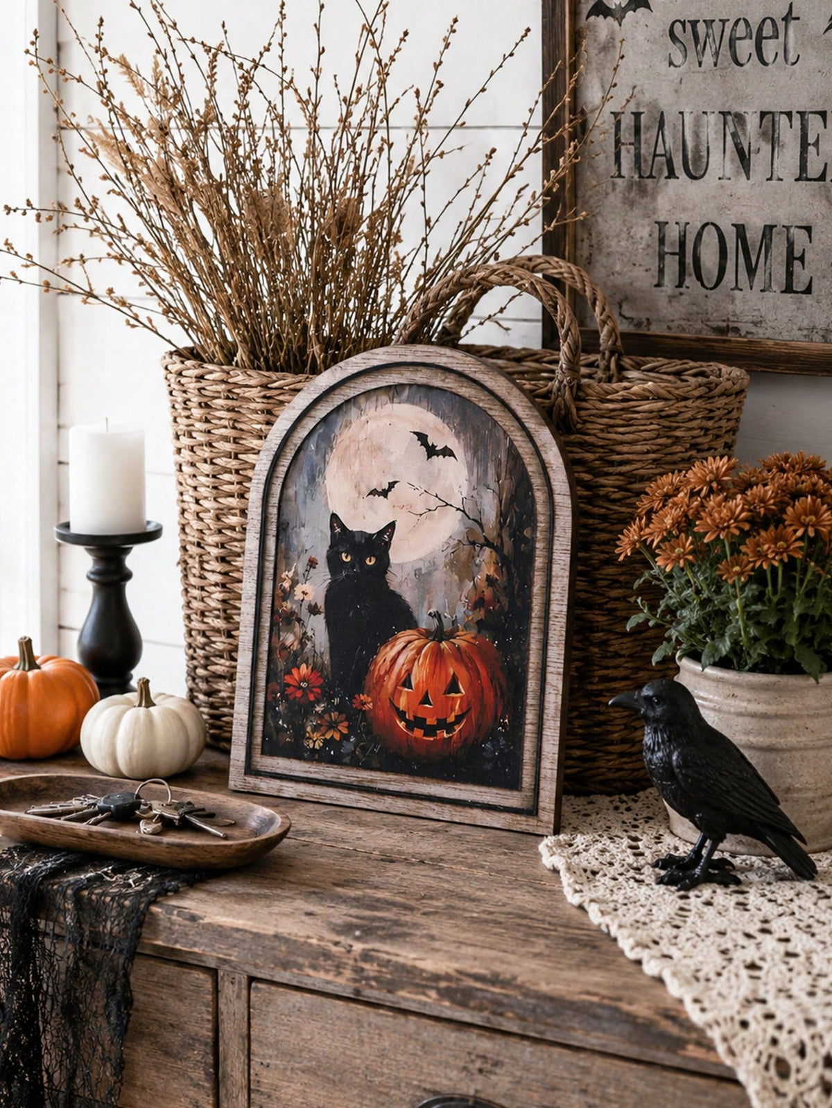 black cat jack-o-lantern arch sign - photo 2