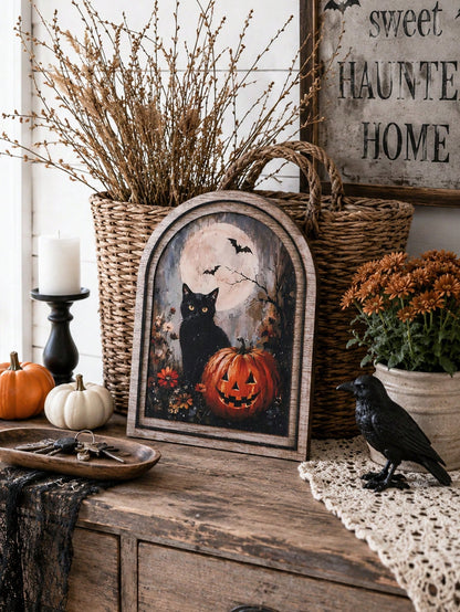 black cat jack-o-lantern arch sign - photo 2
