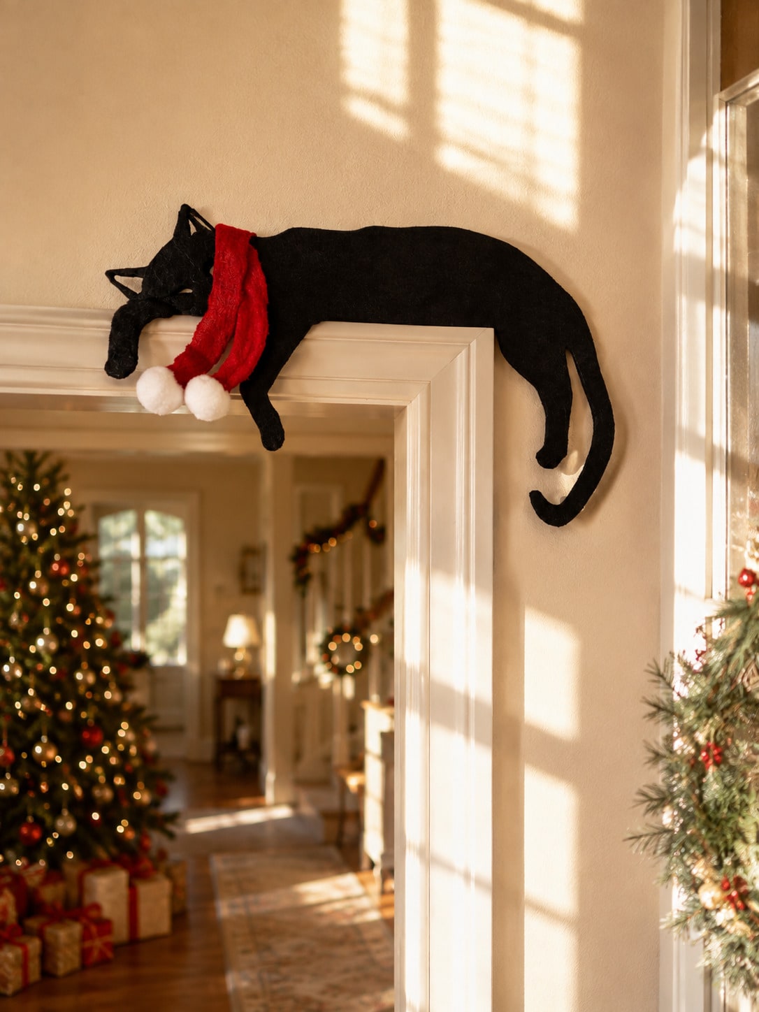 black cat Christmas door topper - photo 3