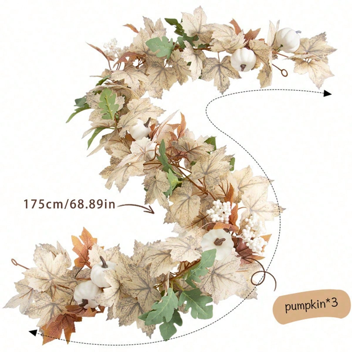 fall maple garland white pumpkins - photo 3